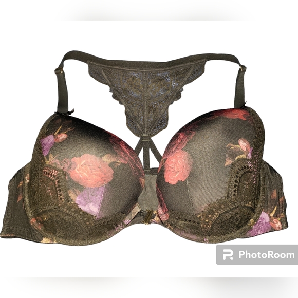 Cacique Lane Bryant Floral Boost Plunge Front Close Racerback Bra Size 44D - Picture 2 of 5